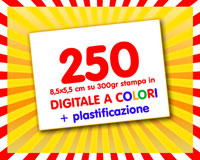 250 Biglietti da visita PLASTIFICATI Offerta